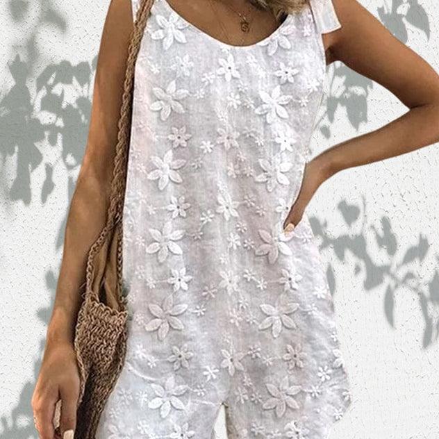 Casual And Sweet Lace Bow Shoulder Strap Jumpsuit - Elite Essence Store