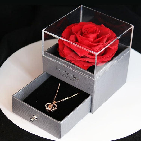 Preserved Flower Rose Jewelry Box Acrylic Gift Box - Elite Essence Store