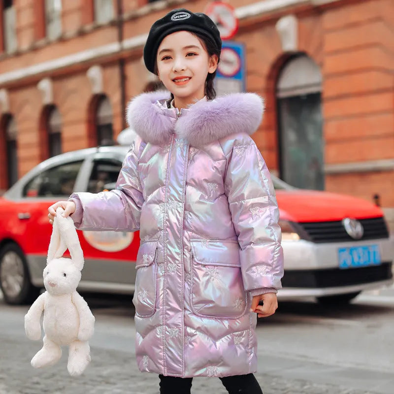 Girls' Down Jackets Are Long And Thick To Keep Warm