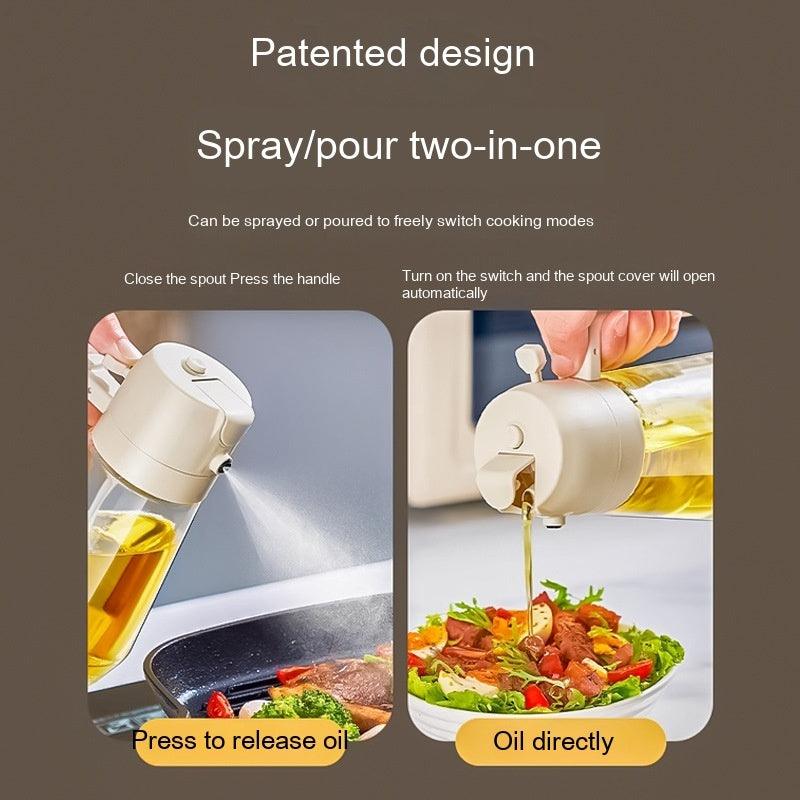 470ML Olive Oil Sprayer Dispenser For Cooking BBQ 2 In 1 Glass Oil Vinegar Soy Sauce Spray Kitchen Oil Bottle For Air Fryer - Elite Essence Store