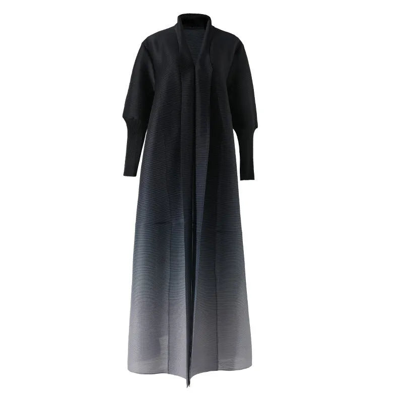 Fashion Plus Size Pleated Long Gradient Coat