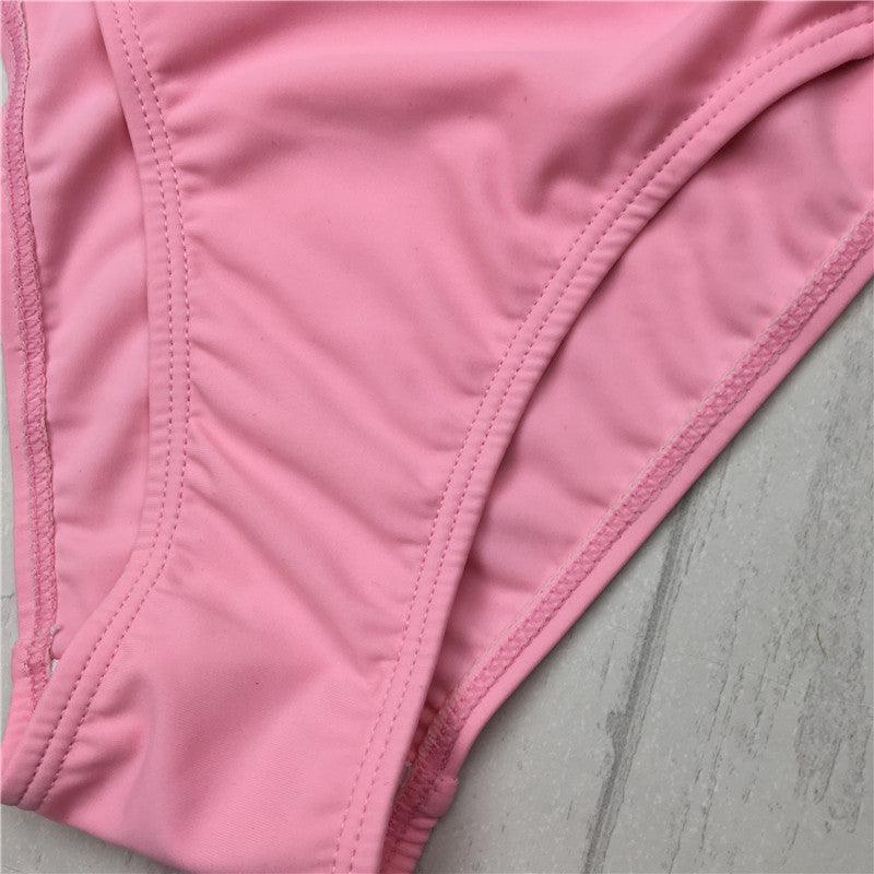 cut out Bikinis Sexy pink bandage cut out Halter bikini swimsuit women cross Women's swimwear swimming suit - Elite Essence Store