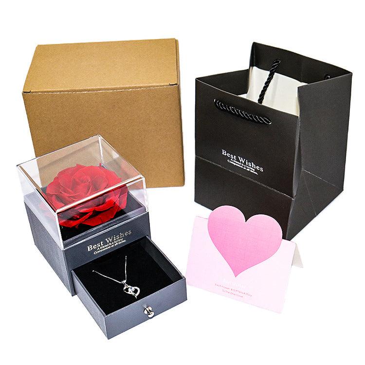 Preserved Flower Rose Jewelry Box Acrylic Gift Box - Elite Essence Store