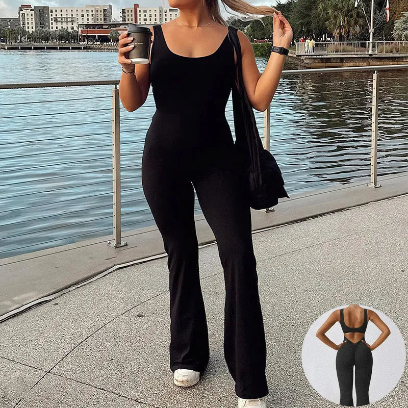 Slim Fit Hip Raise Jumpsuit Sexy Backless Exercise Yoga Clothes