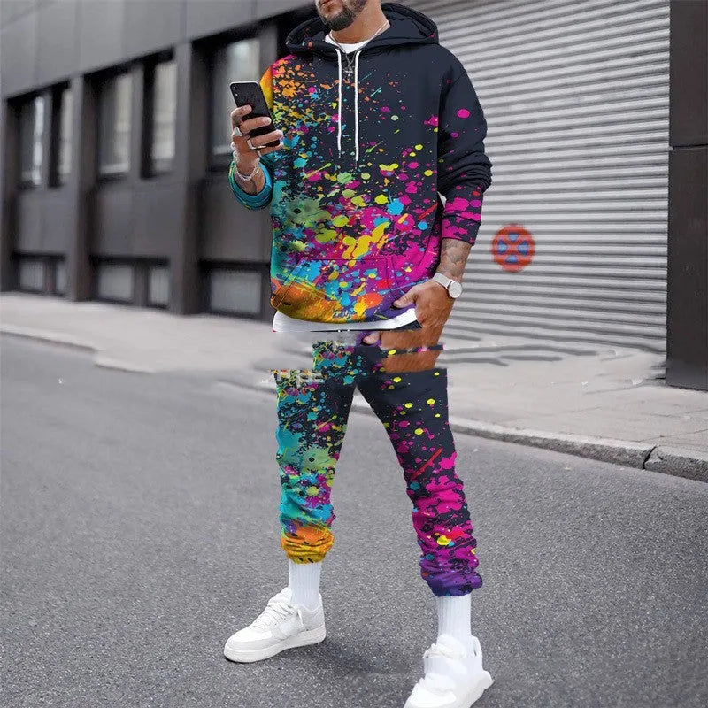 Colorful 3D Number Splash Camouflage Printing Suit