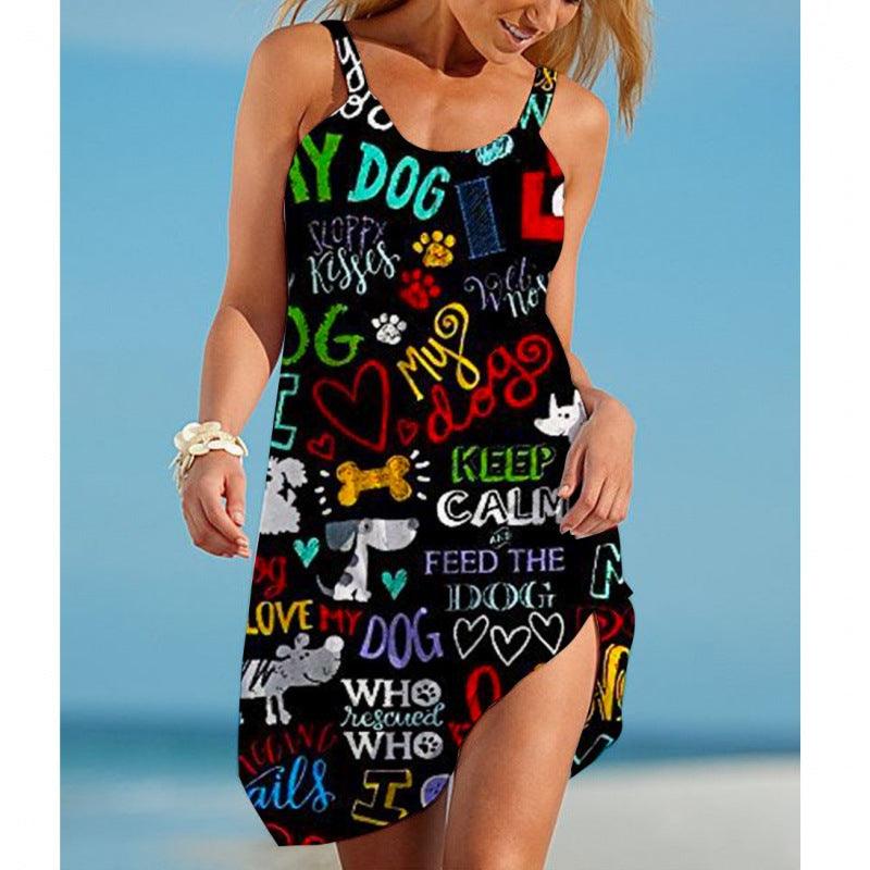 Women's Printed Sleeveless Loose Casual Beach Dress - Elite Essence Store