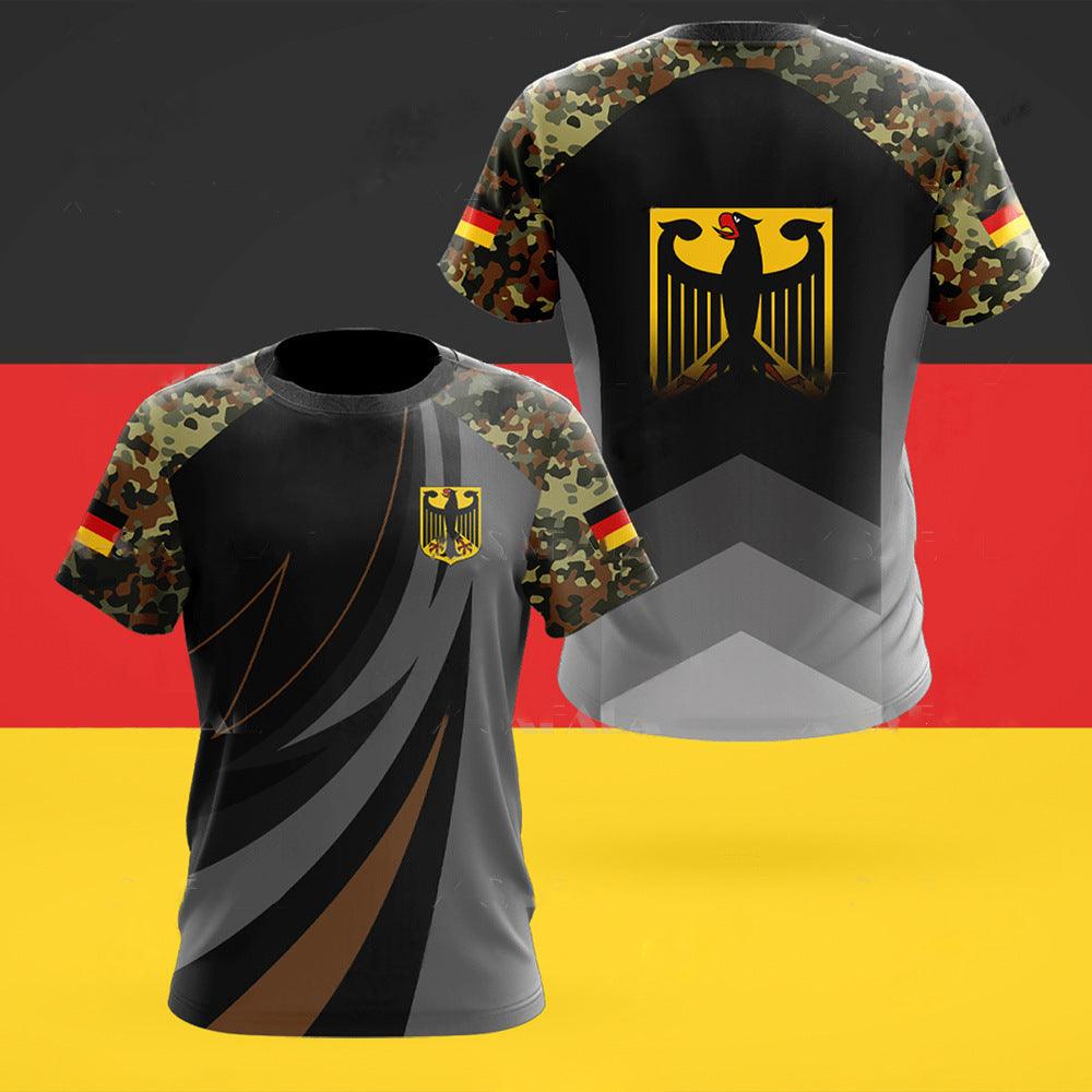 German Flag Printed Men's T-shirt O-neck Short Sleeve Top - Elite Essence Store