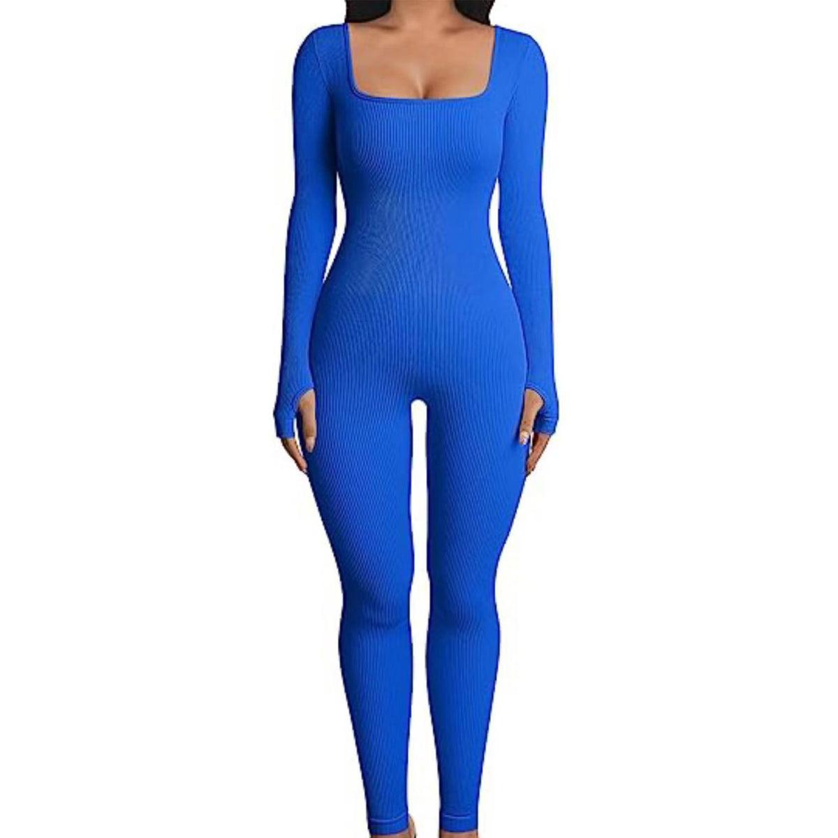 Fall Winter Hot-selling Women's Clothing Long Sleeve Jumpsuit Yoga Sexy One-piece Square Collar Sportwear - Elite Essence Store