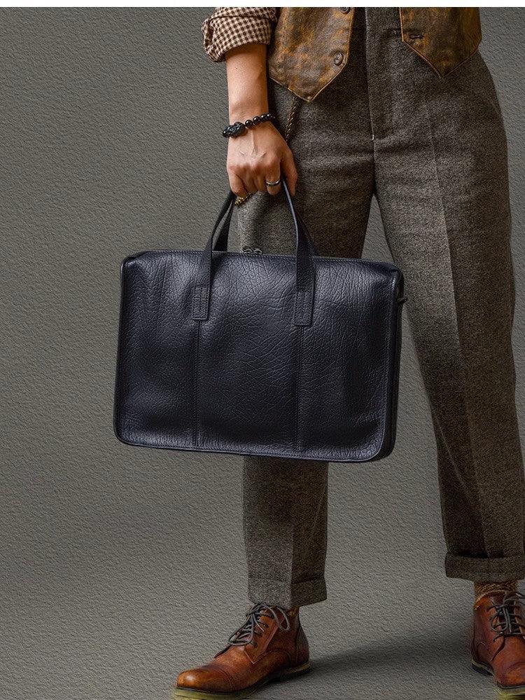 Men's Thick Cowhide Commuter Leather Handbag - Elite Essence Store