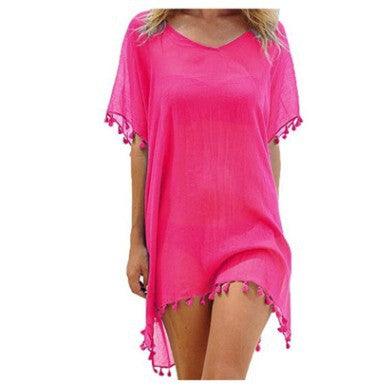 Women Blouses Loose Chiffon Dress Summer Beach Tunic Cover-Up Shirt - Elite Essence Store