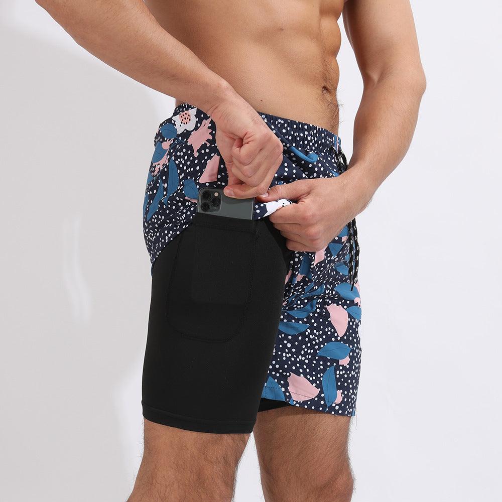 Gradient Printed Beach Shorts Double Layer Casual Sport Shorts - Elite Essence Store