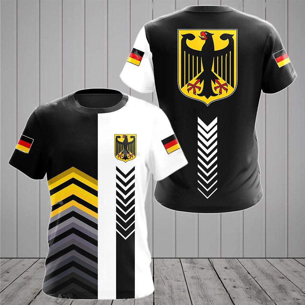 German Flag Printed Men's T-shirt O-neck Short Sleeve Top - Elite Essence Store