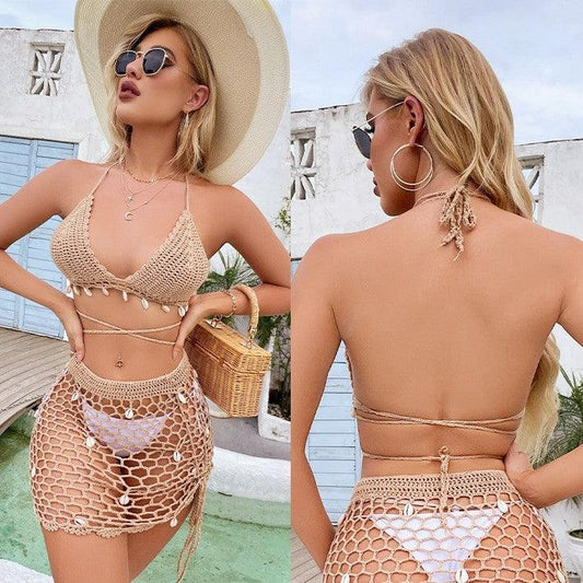 Hollowed Out Beach Suit Skirt Bikini Knitted Smock Hand Hook - Elite Essence Store