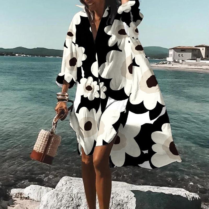 Printed Beach Vacation Blouse Coat - Elite Essence Store