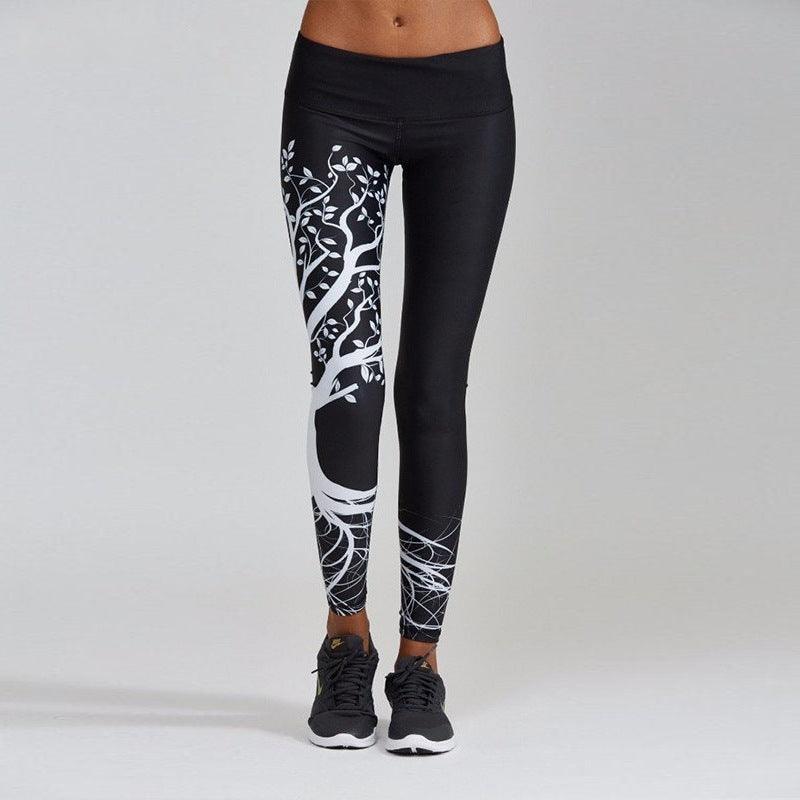 Branch Print Hip High Waist Sports Leggings - Elite Essence Store