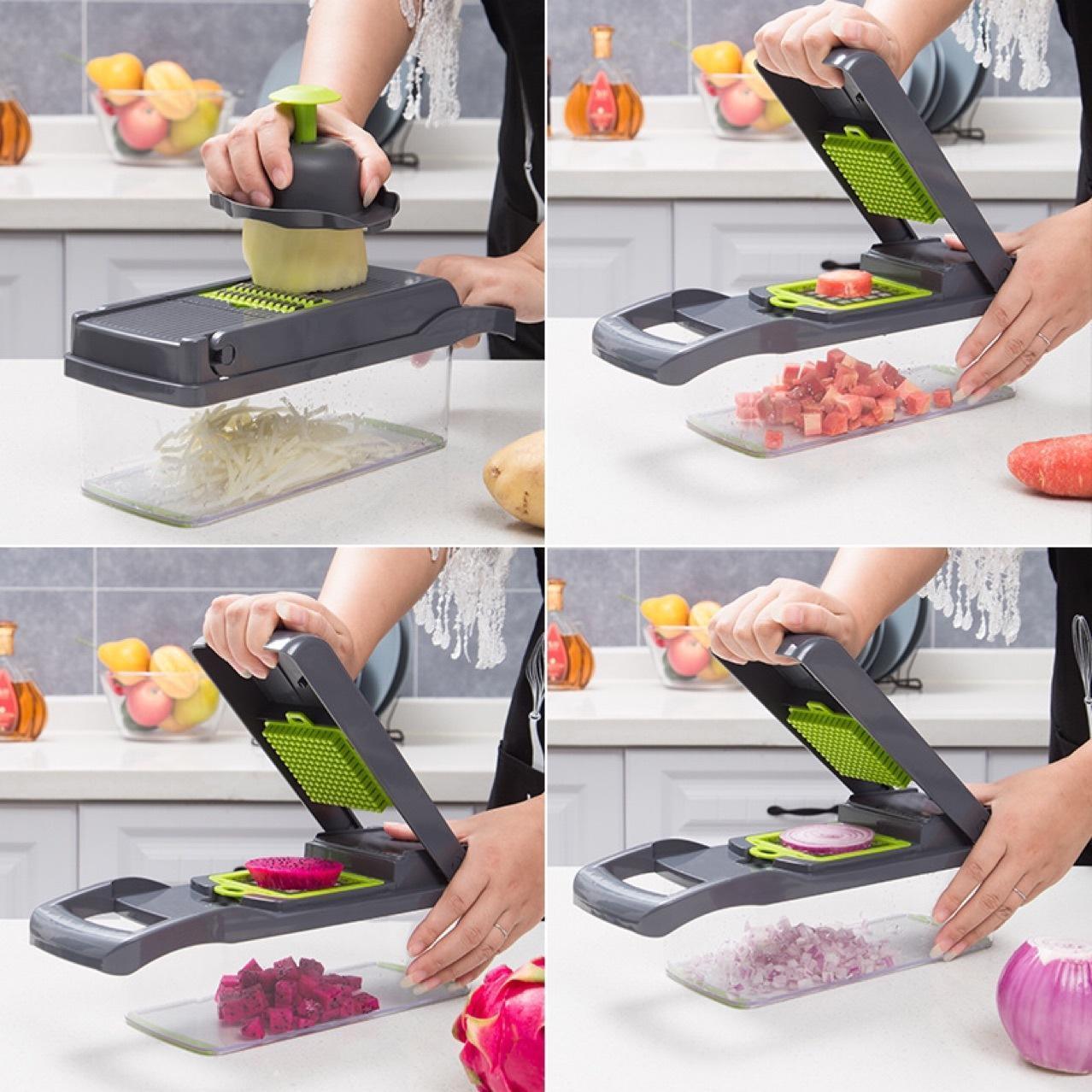 12 In 1 Manual Vegetable Chopper Kitchen Gadgets Food Chopper Onion Cutter Vegetable Slicer - Elite Essence Store