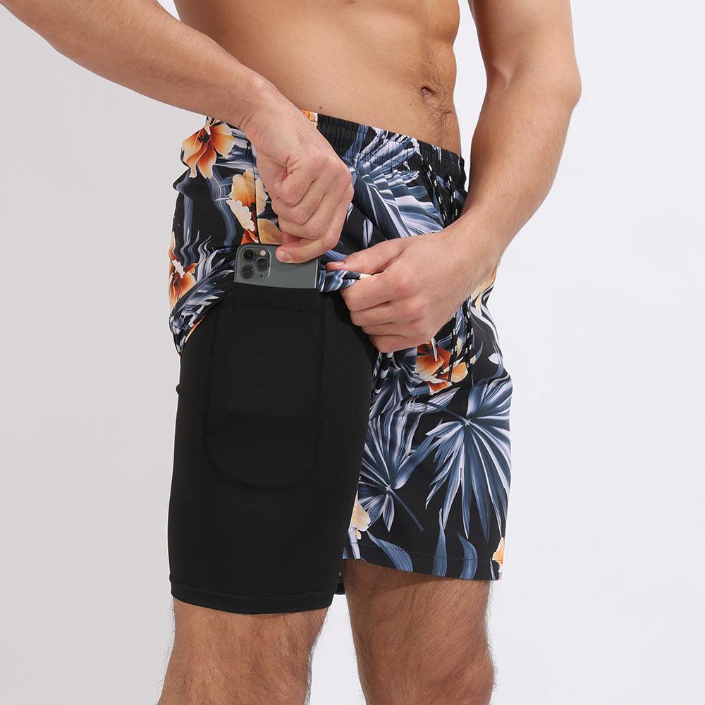 Gradient Printed Beach Shorts Double Layer Casual Sport Shorts - Elite Essence Store