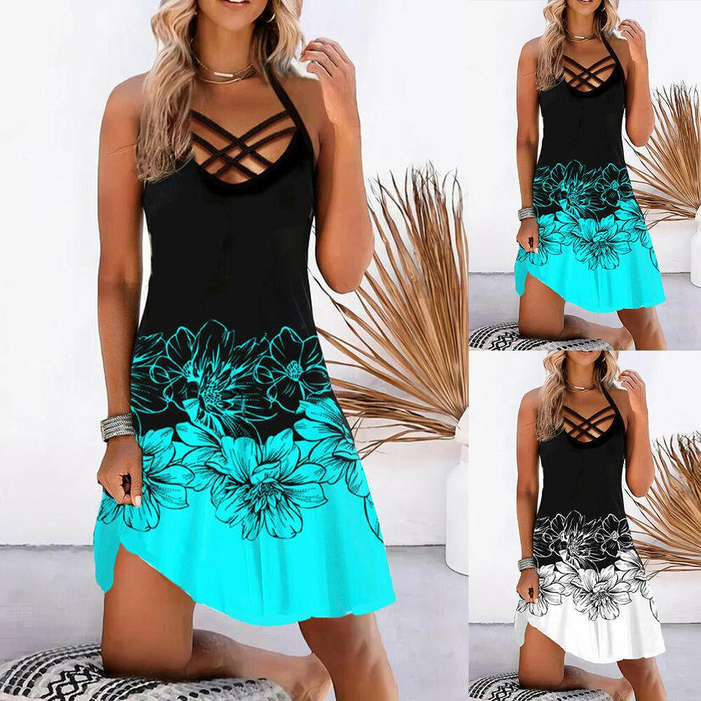 Sexy Ladies Floral Sleeveless Beach Dress - Elite Essence Store