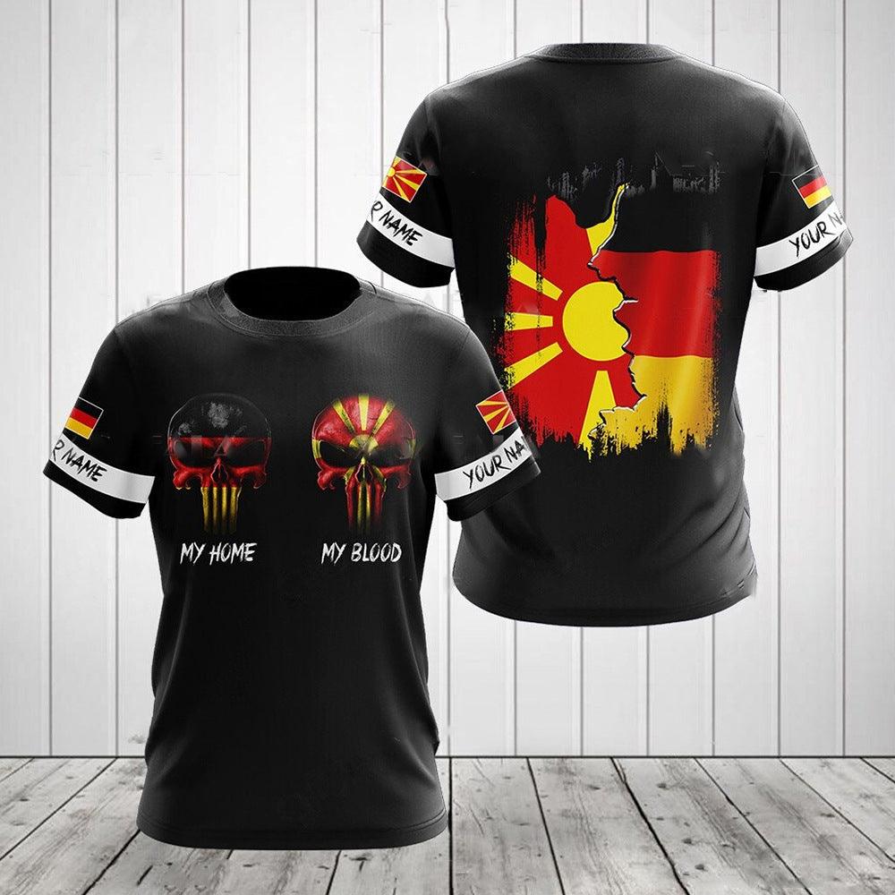 German Flag Printed Men's T-shirt O-neck Short Sleeve Top - Elite Essence Store