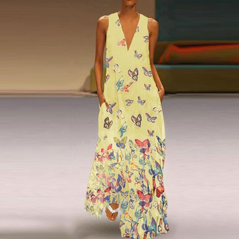 Butterfly print bohemian beach dress - Elite Essence Store