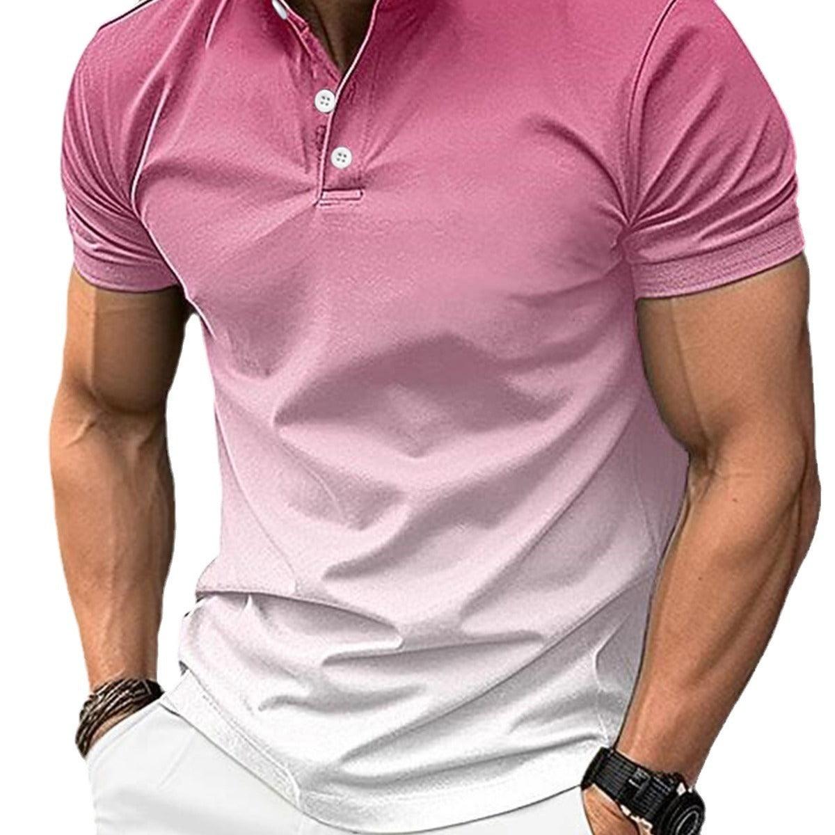 European And American Stand Collar Gradient Casual Golf Short Sleeve - Elite Essence Store