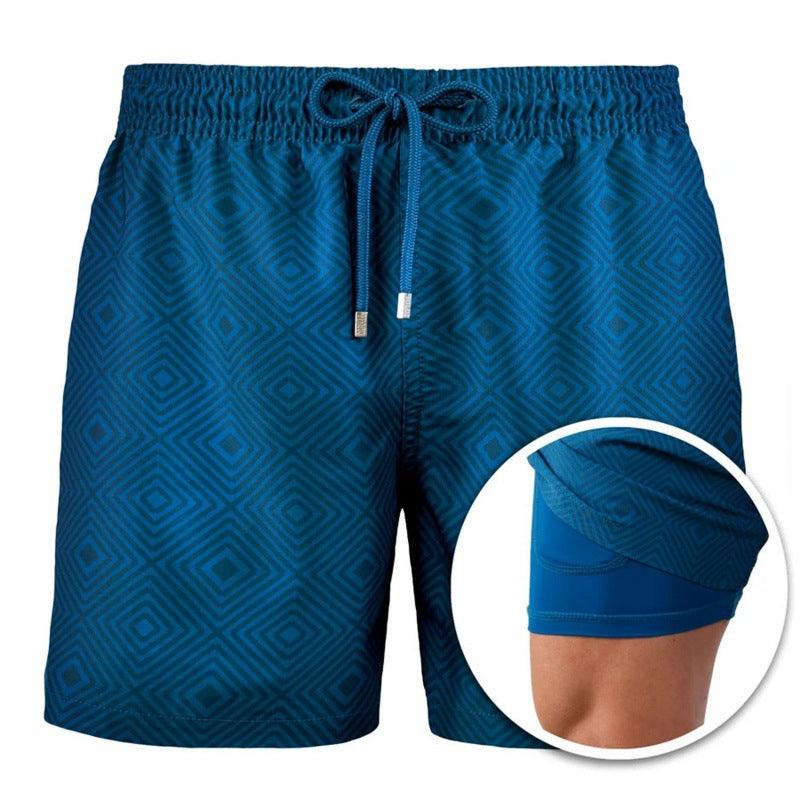 Men's Printed Beach Shorts Sports Double Layer Shorts Summer - Elite Essence Store