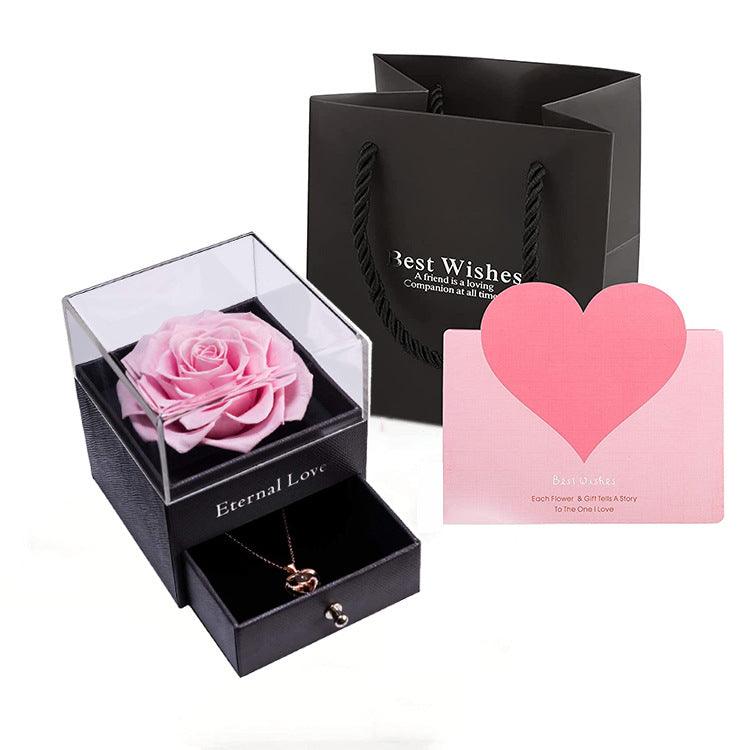 Preserved Flower Rose Jewelry Box Acrylic Gift Box - Elite Essence Store