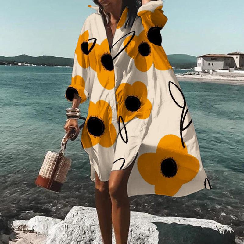 Printed Beach Vacation Blouse Coat - Elite Essence Store