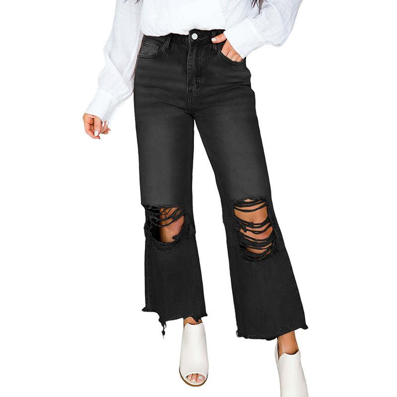 Women's Ripped Jeans Washed High Waist - Elite Essence Store