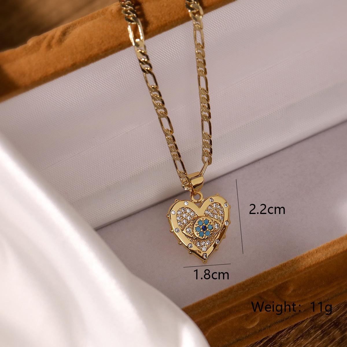 Fashion Jewelry Personality Copper Plated Real Gold Heart-shaped Zircon Pendant Necklace And Earrings Suite - Elite Essence Store