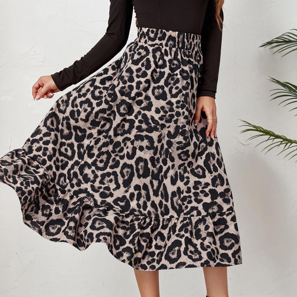 Women's Leopard Print High Waist Skirt - Elite Essence Store