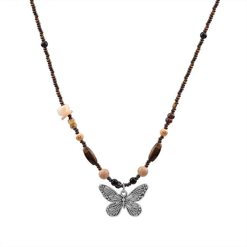 Vintage Beaded Butterfly Necklace For Women - Elite Essence Store