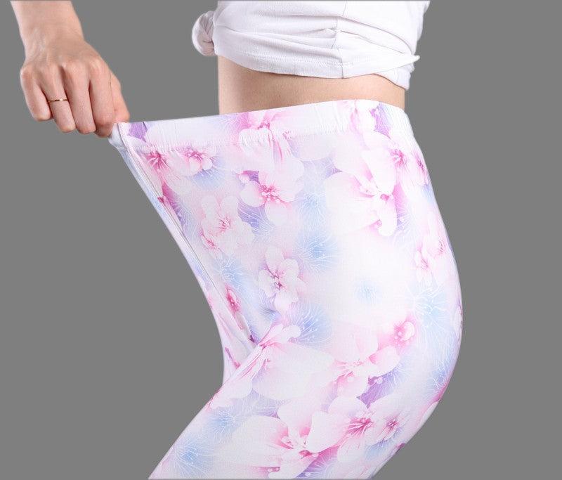 Spring And Summer Milk Silk Printed Leggings For Women - Elite Essence Store