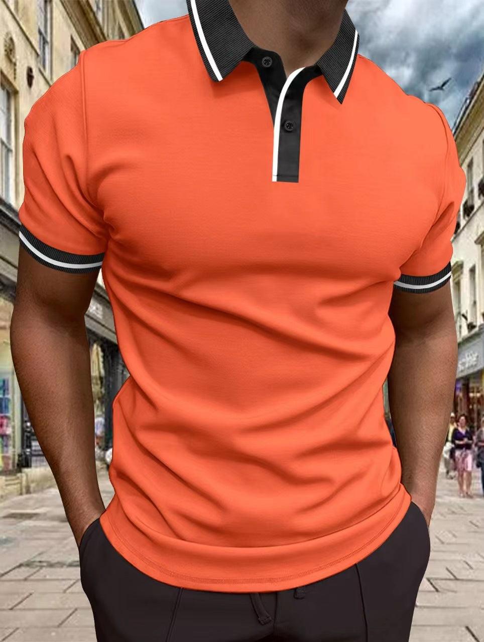 Men's Short-sleeved Polo Shirt Thread Lapel - Elite Essence Store