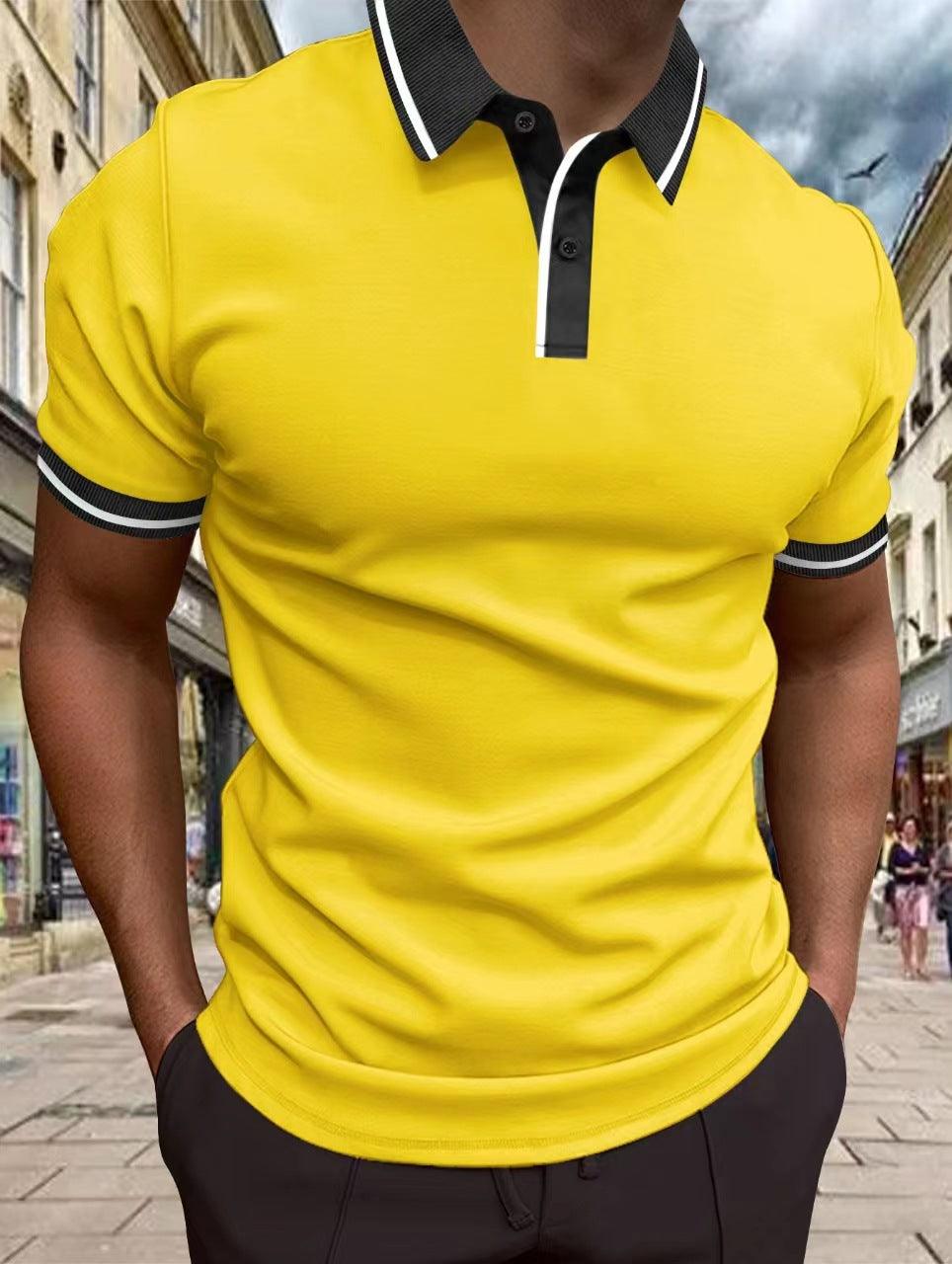 Men's Short-sleeved Polo Shirt Thread Lapel - Elite Essence Store