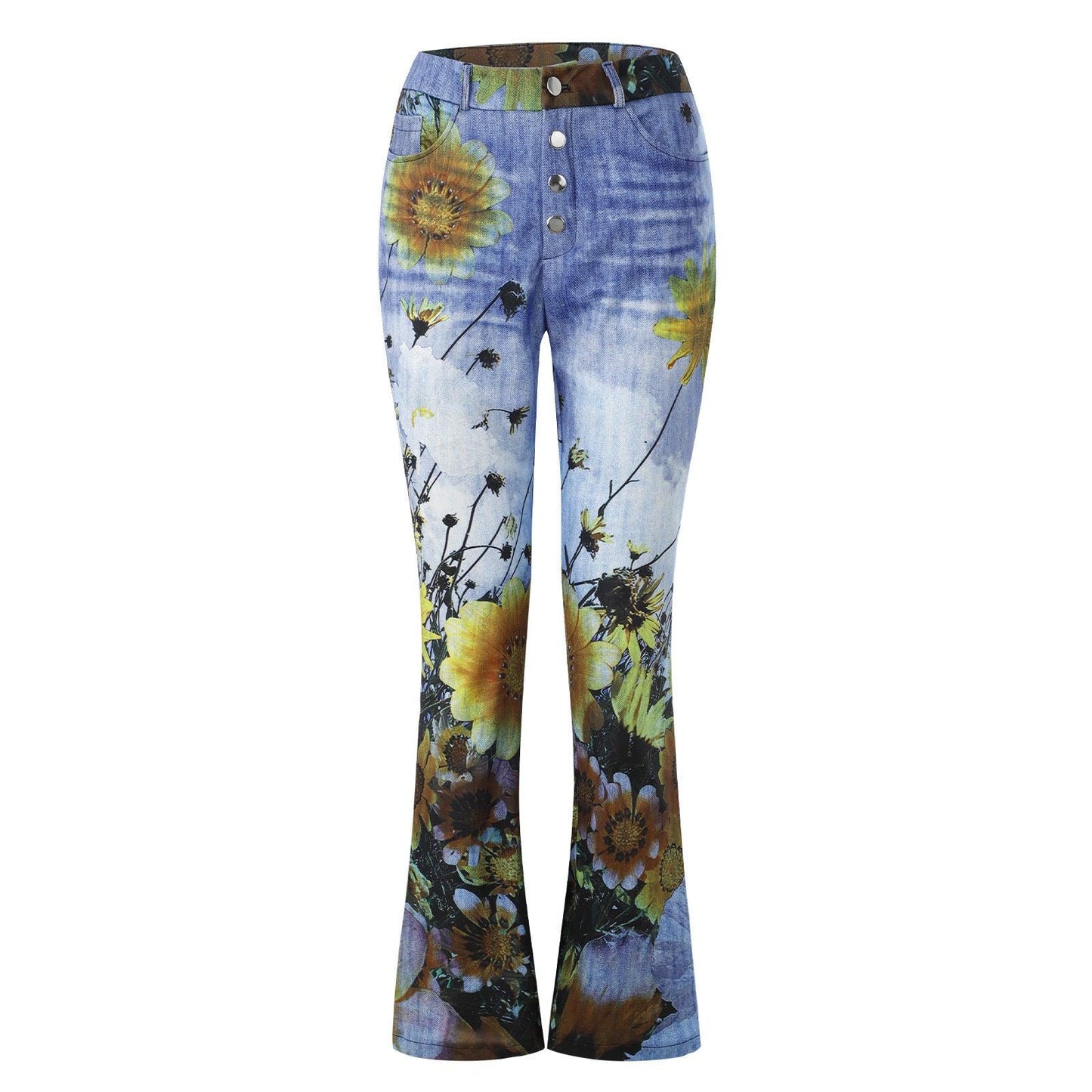 Imitation Jeans Plus Size Women's Casual Pants Floral Thin Trousers - Elite Essence Store