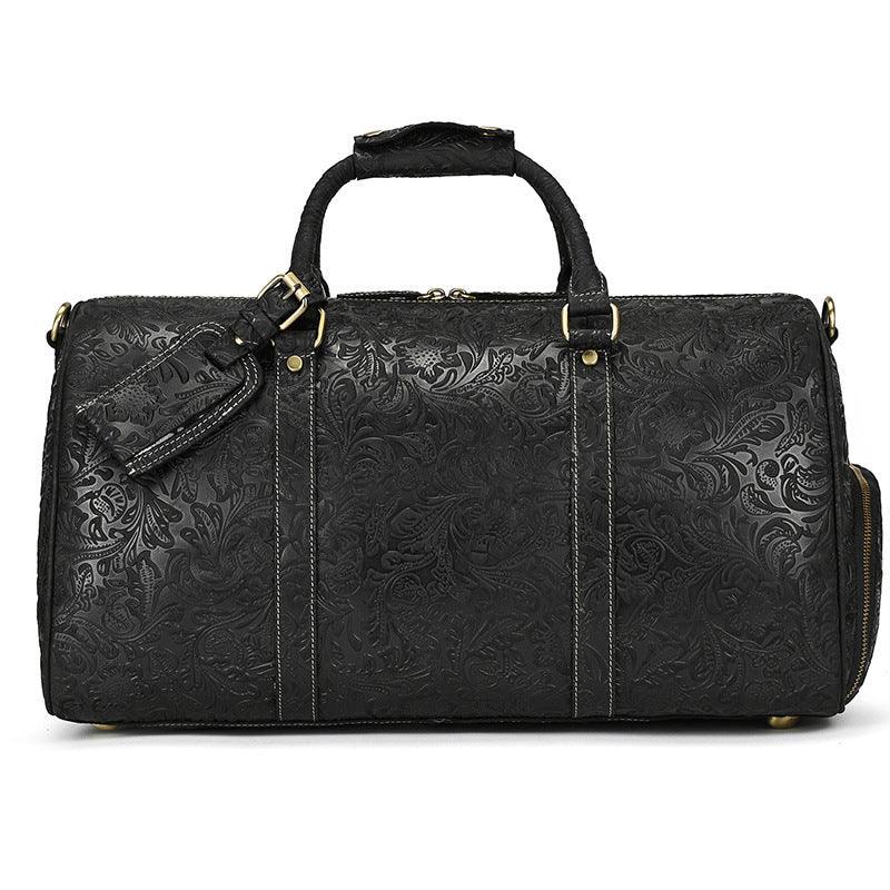 Men's Real-leather Traveling Black Gym Bag - Elite Essence Store