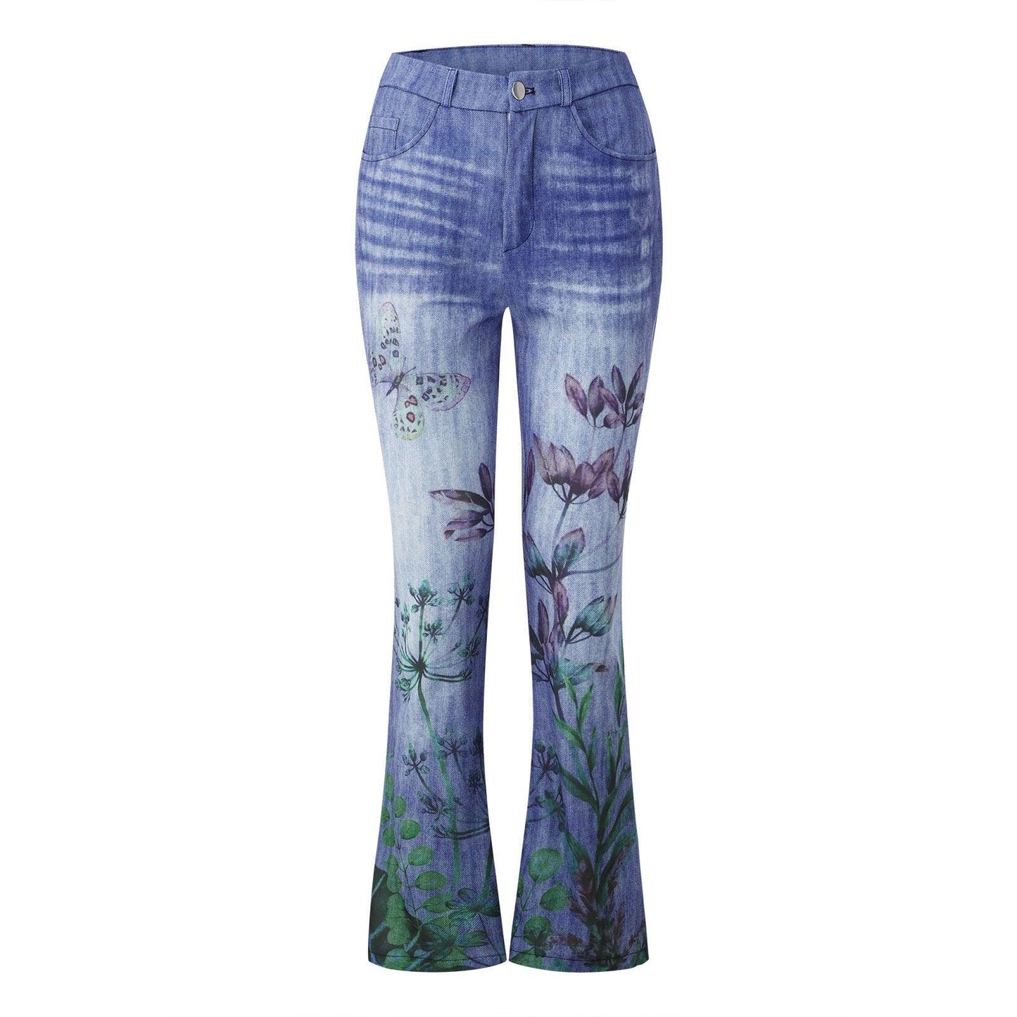 Imitation Jeans Plus Size Women's Casual Pants Floral Thin Trousers - Elite Essence Store