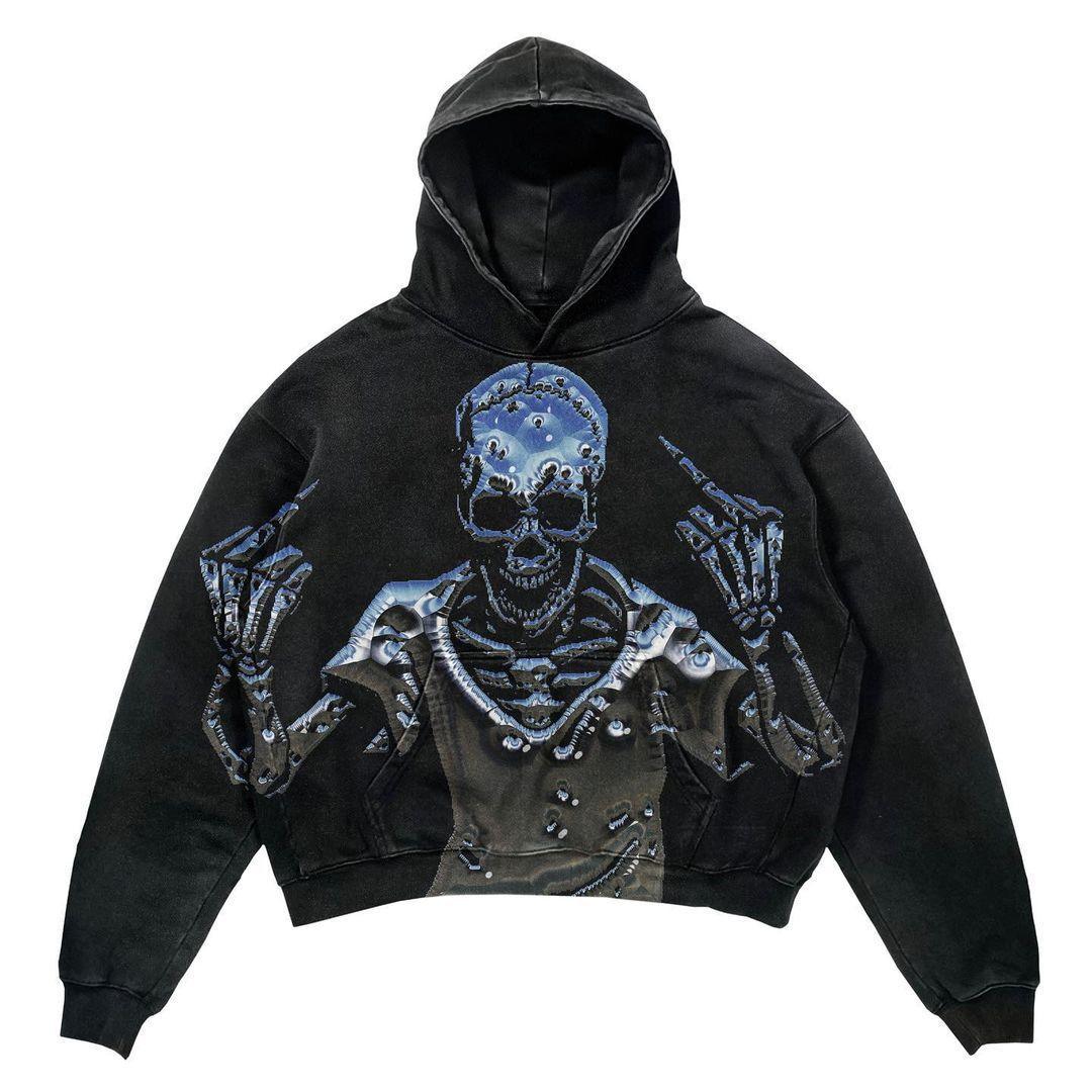 Men's And Women's Fashion Punk Design Fleece Printed Hoodie - Elite Essence Store