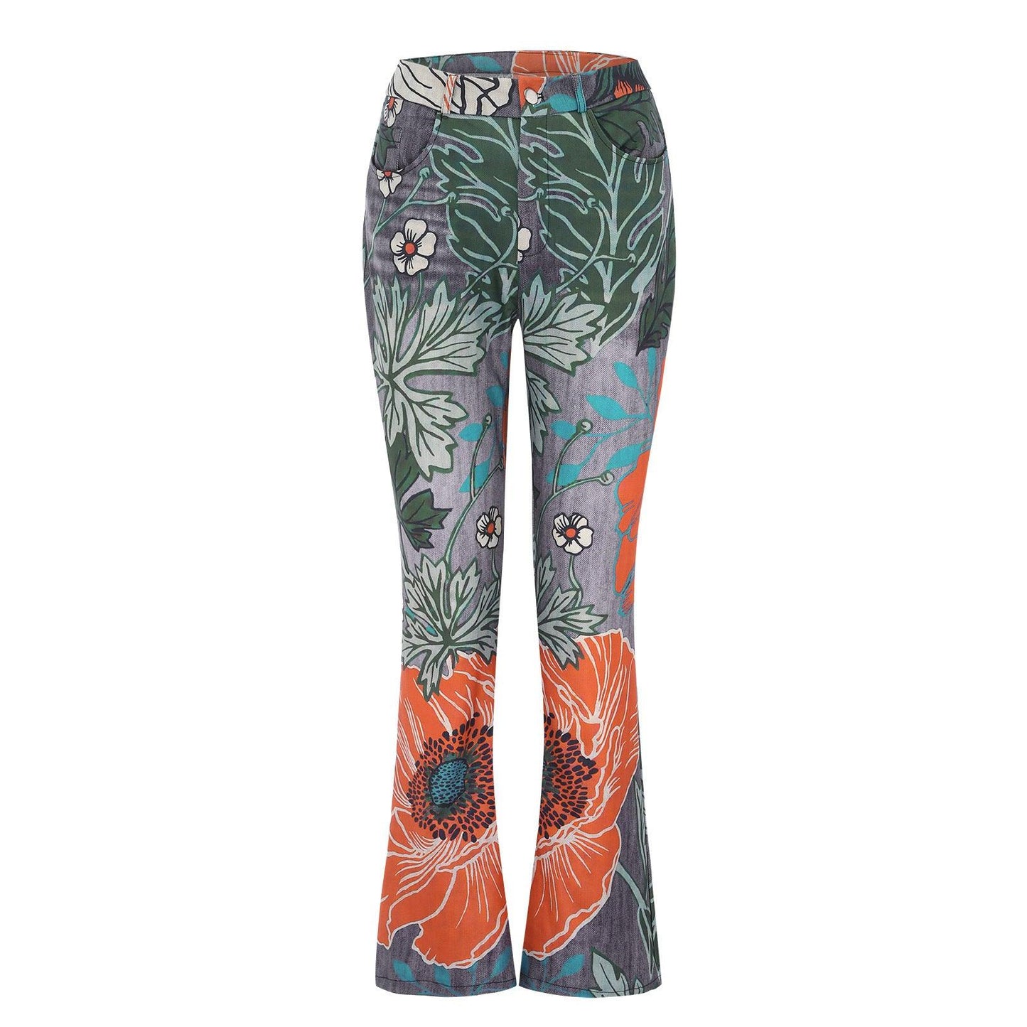 Imitation Jeans Plus Size Women's Casual Pants Floral Thin Trousers - Elite Essence Store