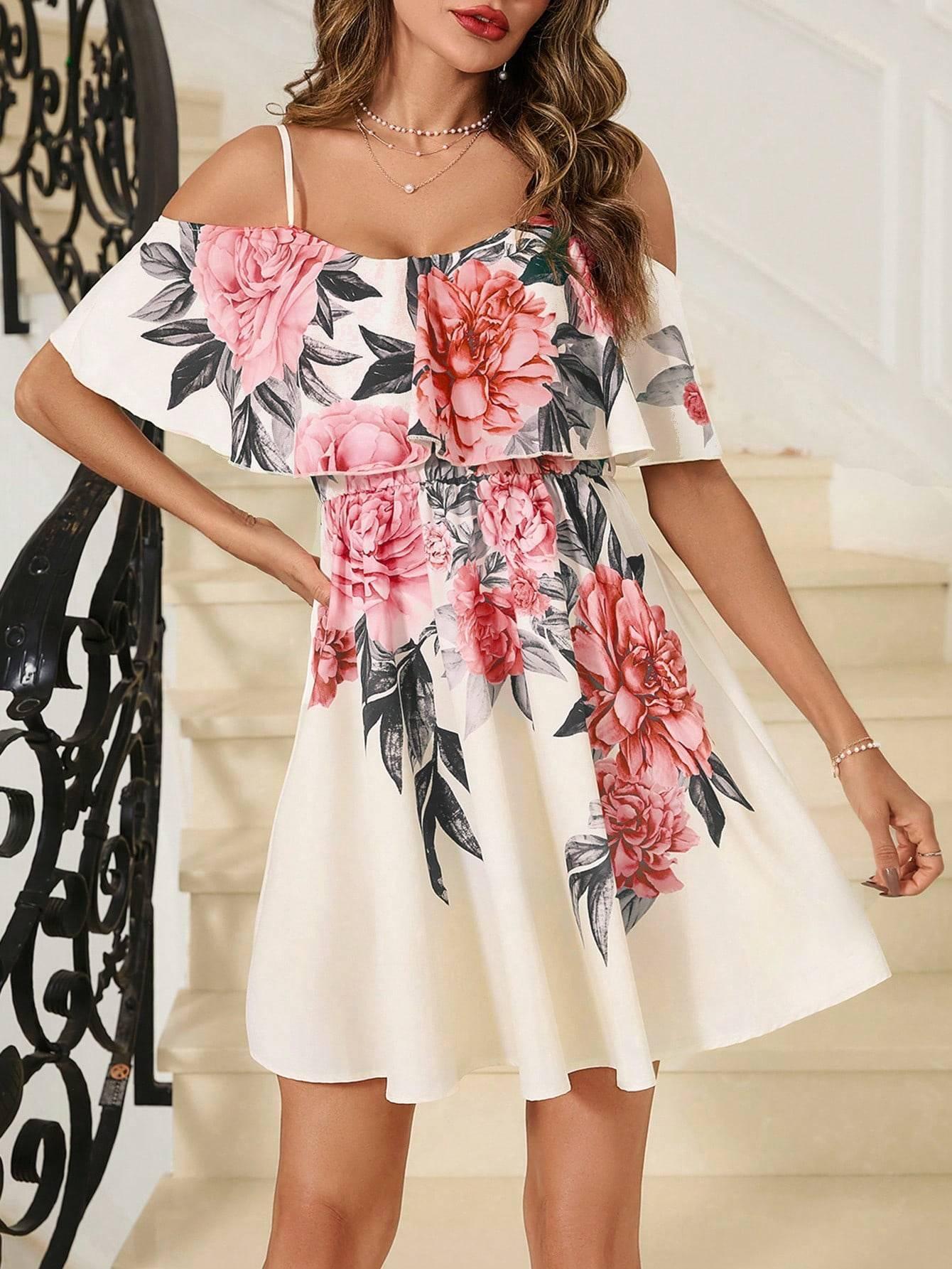 French Romantic Off-shoulder Waist Dress - Elite Essence Store