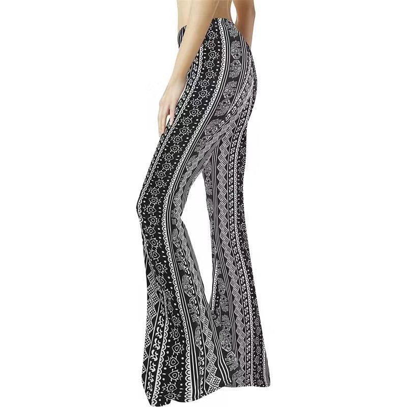 Women's Tight Retro Print Bootleg Pants - Elite Essence Store