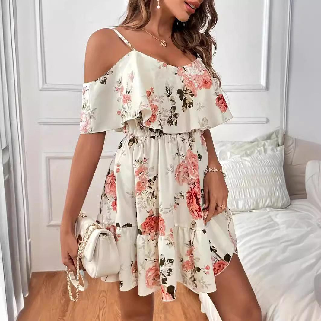 French Romantic Off-shoulder Waist Dress - Elite Essence Store