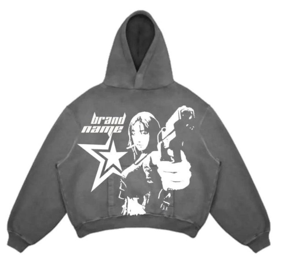 Men's And Women's Fashion Punk Design Fleece Printed Hoodie - Elite Essence Store