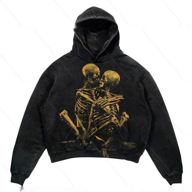 Men's And Women's Fashion Punk Design Fleece Printed Hoodie - Elite Essence Store