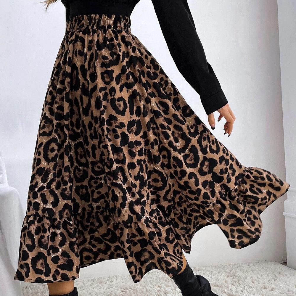 Women's Leopard Print High Waist Skirt - Elite Essence Store