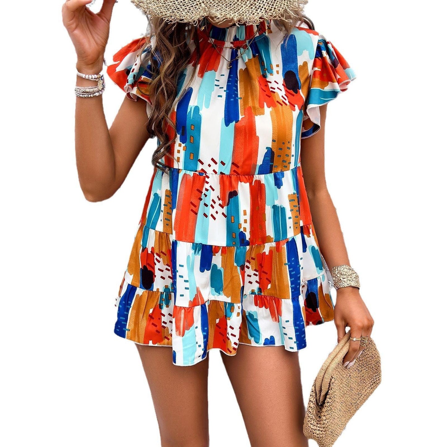 Women's Temperament Leisure Vacation Printed Short-sleeved Top - Elite Essence Store