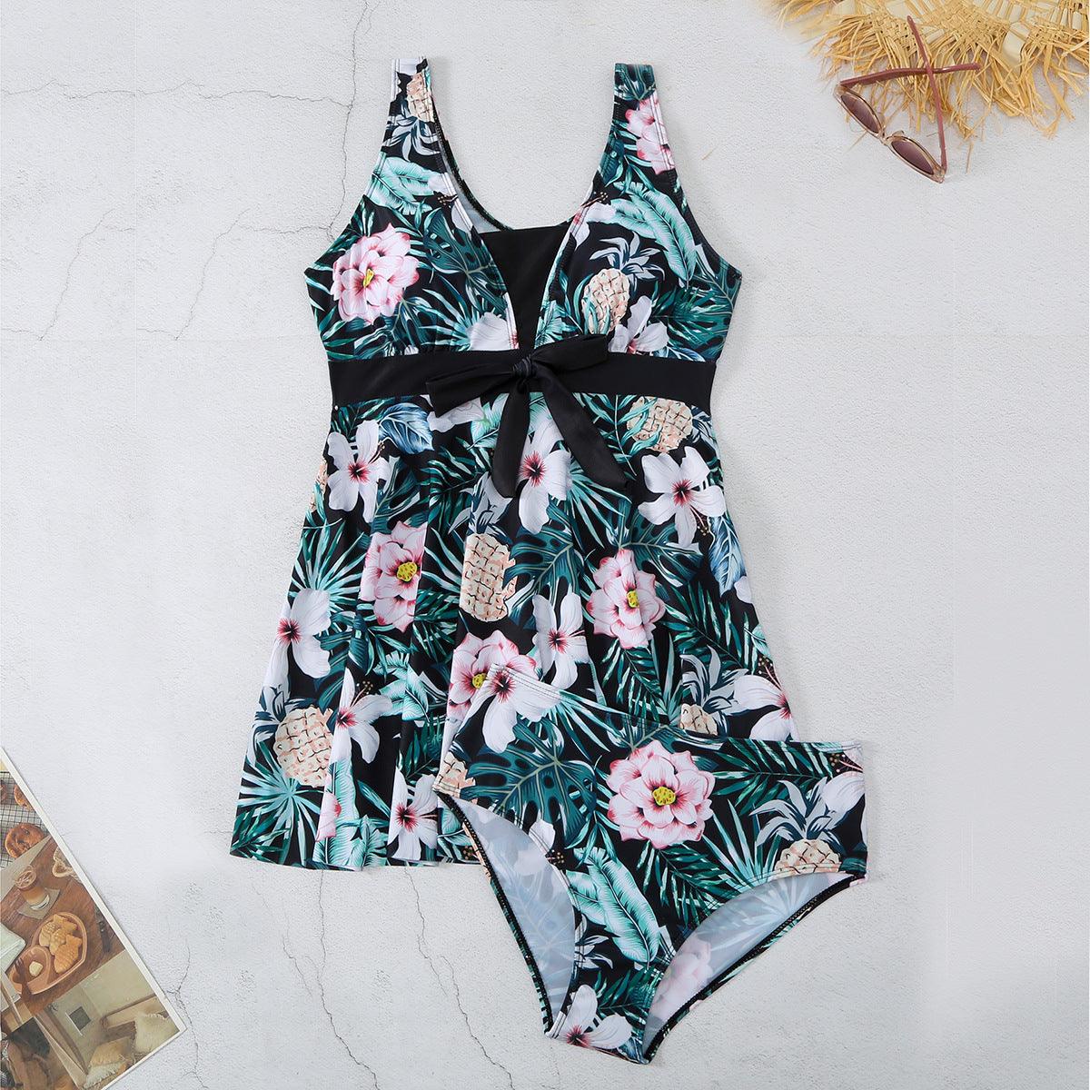 Women's V-neck Printed Split Bikini Swimsuit - Elite Essence Store