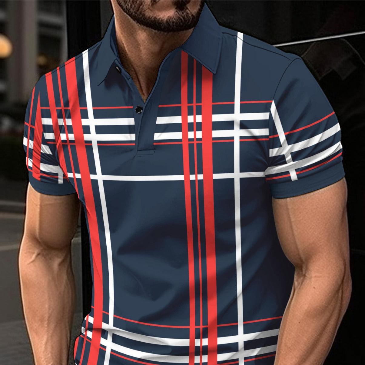 Men's Printed Lapel Button Sport Short Sleeved Shirt - Elite Essence Store