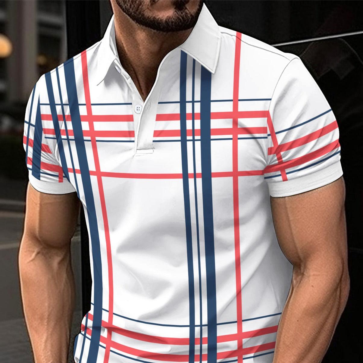 Men's Printed Lapel Button Sport Short Sleeved Shirt - Elite Essence Store